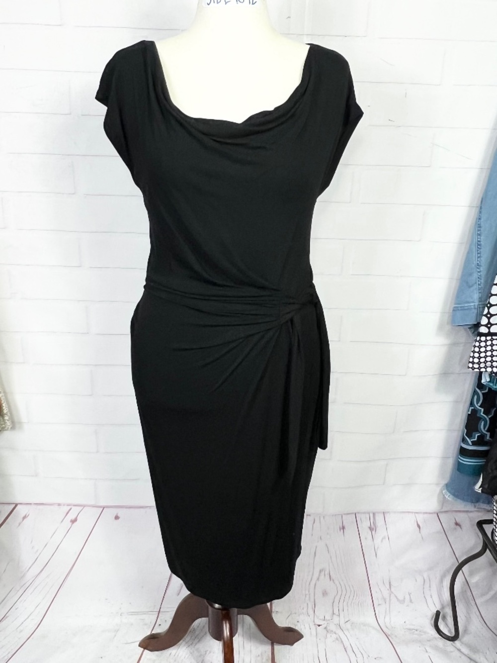 NWT🤩 |•JONES NEW YORK•| Super Soft Stretch Black Dress Tie Waist Size Medium